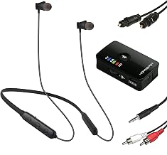 Wireless Neckband Headphones for TV Watching with Bluetooth 5.3 aptX LL Transmitter No Delay Lightweight High Volume Ideal for Seniors 3.5mm Aux RCA TOSLINK Optical - Image 1