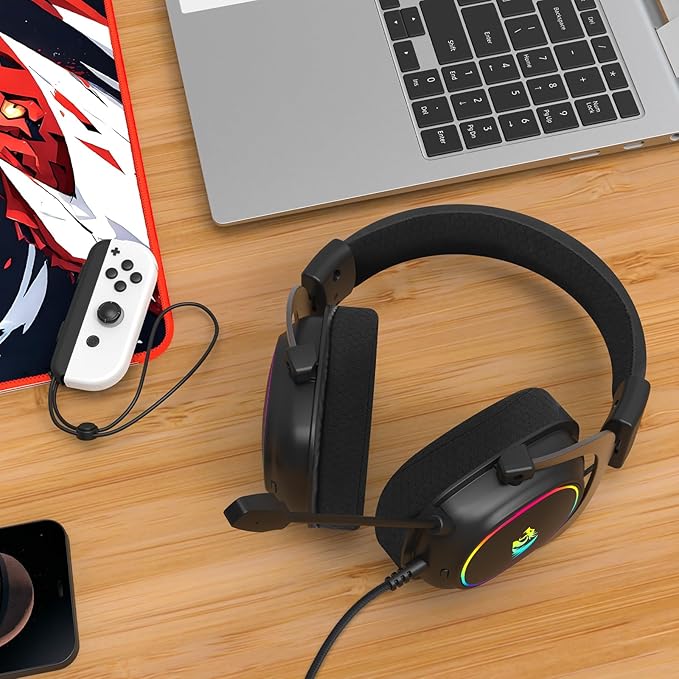 Redragon H510 AK RGB Wired Gaming Headset - 7.1 Surround Sound - 53MM Audio Drivers in Memory Foam Ear Pads w/Replaceable Shell- Multi Platforms Headphone - USB Powered for PC/PS4/NS