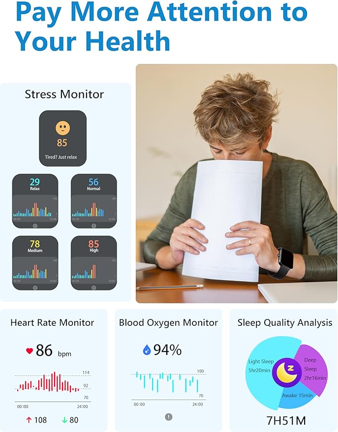 Smart Watch, 1.83'' Smartwatch Women Men Answer Make Calls, Alexa Fitness Watch, IP68 Waterproof Fitness Tracker Watch, Heart Rate Monitor, 100+ Sports Pedometer Watch, Timer for android & iOS Phone