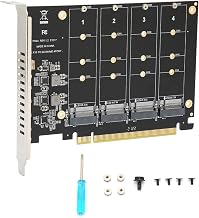 M.2 PCIe Adapter, 4 Port M.2 NVMe SSD to PCIE X16 M Key Hard Drive Converter Reader Expansion Card