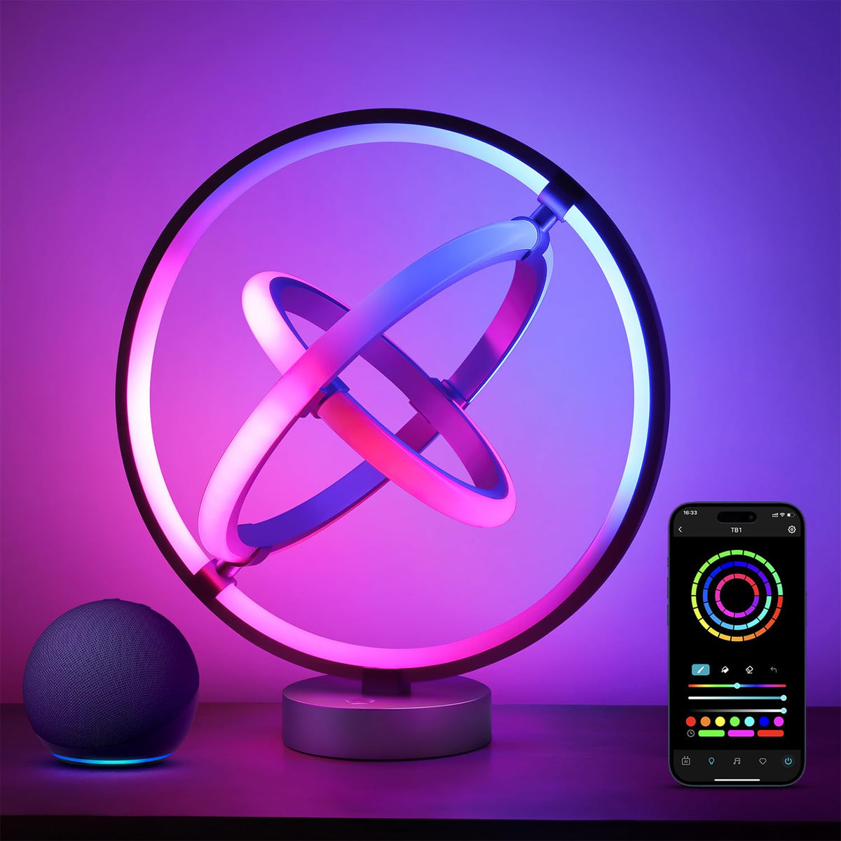 Lepro TB1 AI Smart Table Lamp, RGB+IC Addressable Color Changing Desk Lamp