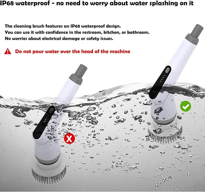 Electric Turn Scrubber, 2025 New Bathroom Scrub Brush with Adjustable Handle, Dual Speed Rotary Drivers, Cordless Shower Floor Brushes for Cleaning Grout, Corners, Crevices