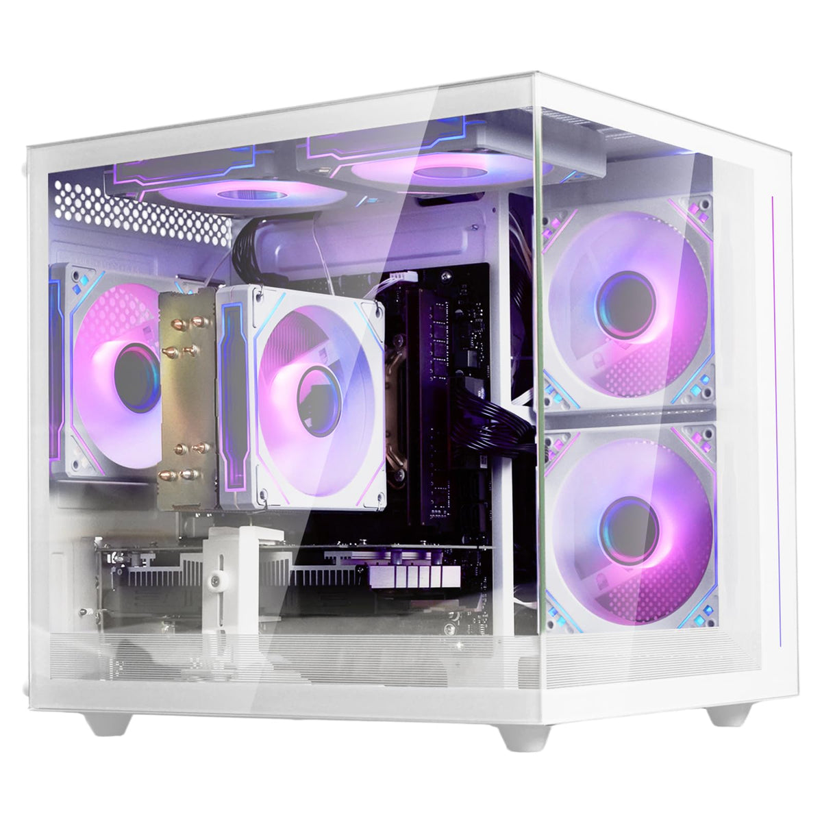 suevery Ryzen7 Prebuilt Gaming PC Bundle Desktop Computer White - Image 1