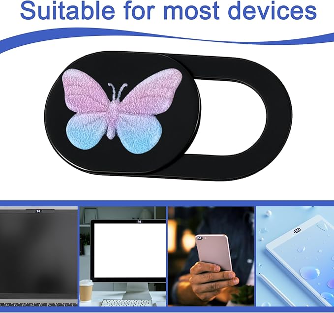 6 Pcs Slide Web Cam Privacy Blocker 0.73''x0.35'' Webcam Cover Slide Butterfly Design Ultra-Thin Laptop Camera Cover for Smartphone Laptop Desktop Computer Tablet to Protect Your Privacy Security