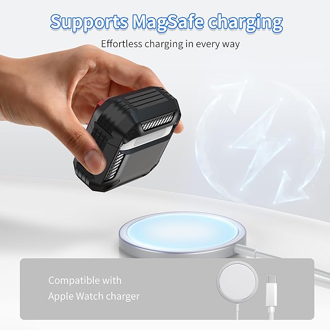 RFUNGUANGO for AirPods 4th Generation Case, Compatible with AirPods 4th Generation Case (2024), Locking Function, Military-Grade Drop Protection, with Cleaning Kit-Red