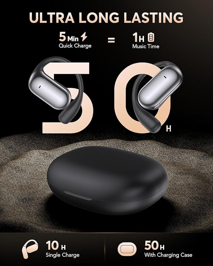 Open-Ear Bone Conduction Sports Headphones - Wireless Bluetooth Earbuds, Comfortable Design, Stereo Sound, Perfect for Running