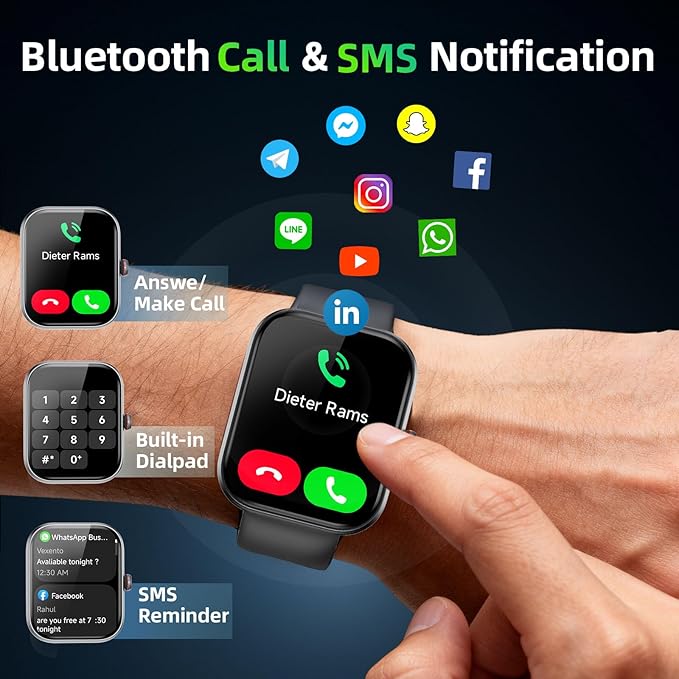 Smart Watch for Men Women with Alexa Built-in, 1.91" HD IP68 Waterproof Fitness Watch with Bluetooth Call (Answer/Dial), Heart Rate/Sleep/Stress Monitor, 100+ Sports Tracker Reloj Inteligente