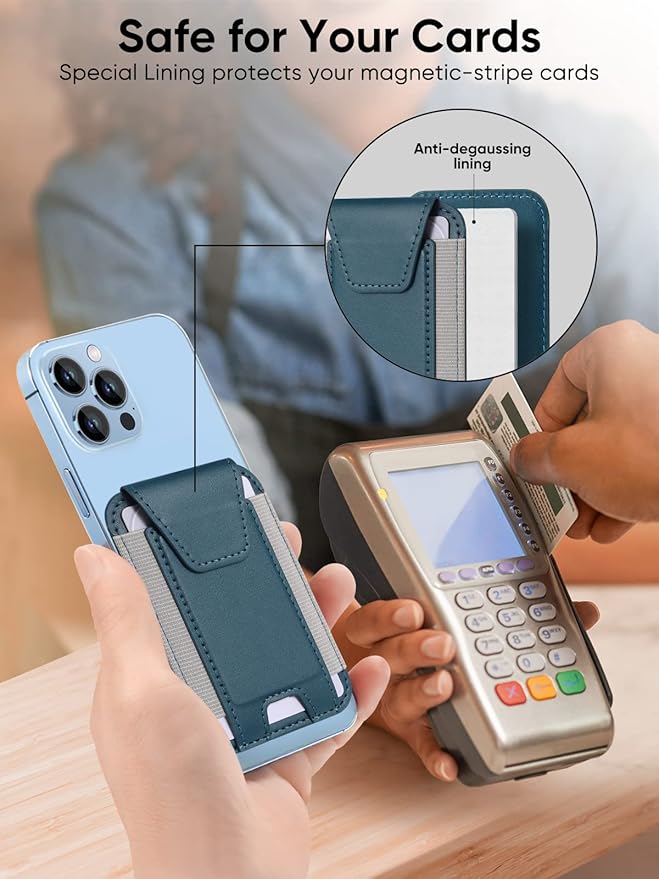 Miroddi for MagSafe Wallet with Privacy Flap, Strongest Magnetic Card Holder for iPhone 17, iPhone 16/15/14/13/12 Series, Detachable Leather Magnetic Phone Wallet, RFID Blocking, Fit 7 Cards, Blue