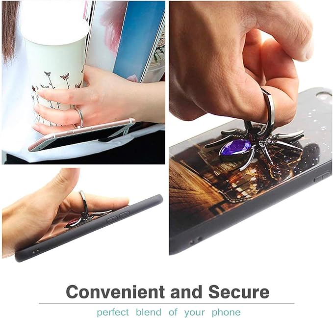 Allengel Spider Phone Ring Holder Stand, Animal Phone Ring Finger Grip Rhinestone Phone Kickstand for All Smartphone (Purple)