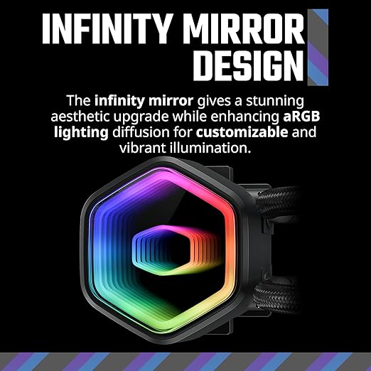Cooler Master 360 Core II Liquid CPU AIO Cooler – 360mm Radiator, 3X ARGB PWM Fans, Infinity Mirror Dual-Chamber Pump, Quiet Cooling & Easy Installation, AMD AM5/AM4 & Intel LGA 1851/1700, Black