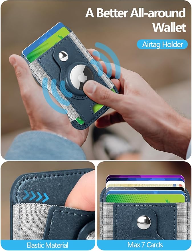 ExtreLife For Magsafe Wallet with Airtag Holder, 6-Card Holder, Stronger Magnetic Card Holder for iPhone 17/16/15, iPhone 14/13/12 Series, Mag Safe Wallet, RFID Blocking, Not included Airtag, Blue