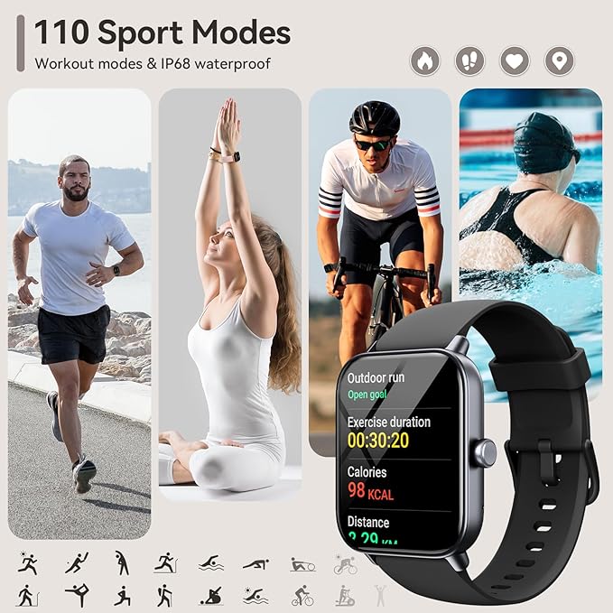 aeac Smart Watches for Men Women Answer/Make Call, Alexa Bulit-in, 1.8" HD Fitness Tracker for Android iOS, Smart Watch with IP68 Waterproof/110 Sport Modes/Heart Rate/Sleep Monitor/Calories/Pedometer