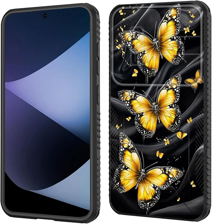 for Galaxy S26 Case Built in Slide Camera Lens Cover,Heavy Duty Shockproof Protection Dual Layer Case for Samsung Galaxy S26 6.3" 2026,Yellow Butterfly
