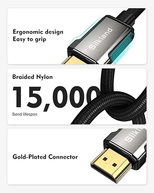 Silkland HDMI eARC/ARC Cable for Soundbar 6.6FT, High Speed HDMI ARC Cable, [8K, HDR, HDCP 2.2, Ethernet], Compatible for Samsung, Vizio, Sono, Bose, LG Sound bar, UHD