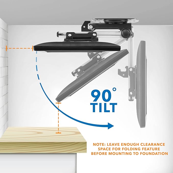 Mount-It! Flip Down TV & Monitor Mount, Under Cabinet & Ceiling Bracket for Kitchens, RVs & Small Spaces | Fits 13–37 Inch Screens | VESA 75x75 100x100 200x200 | Tilt & Swivel | 44 lbs Capacity