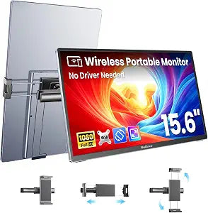 Wireless Portable Monitor, 15.6" 1080P IPS Car TV for Back Seat