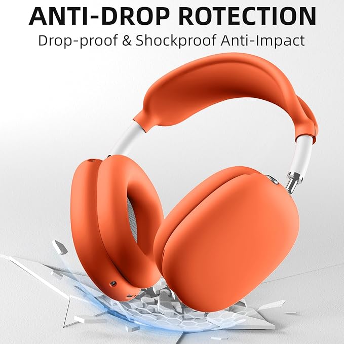 Lerobo for AirPods Max Case Cover, Anti-Scratch Ear Pad Case Cover/Anti-Sweat Soft Ear Cups Cover/Headband Cover for AirPod Pro Max 2024/2020 Headphones, Skin Silicone Protector Accessories, Orange