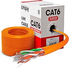 Cmple Cat6 Ethernet Cable 1000ft Plenum CMP 23AWG 550MHz UTP Solid 10Gbps PoE in-Wall Rated Bulk LAN Network Cable DSX-8000 Tested Pull Box - Orange - Image 1