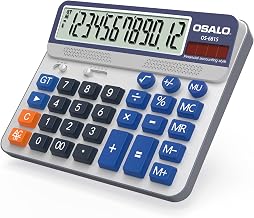 Desktop Calculator Extra Large 5-Inch LCD Display 12-Digit Big Number Accounting Calculator with Giant Response Button, Battery & Solar Powered, Perfect for Office Business Home Daily Use(OS-6815) - Image 1