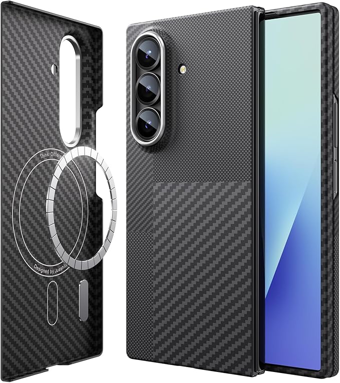JUESHITUO for Samsung Galaxy Z Fold 7 Case: Ultra Slim 600D&1500D Aramid Fiber Made Fold 7 Case, [Fit for MagSafe] Minimalist Carbon Fiber Textures -Less Touch Feeling, Sturdy Magnetic Thin Cover