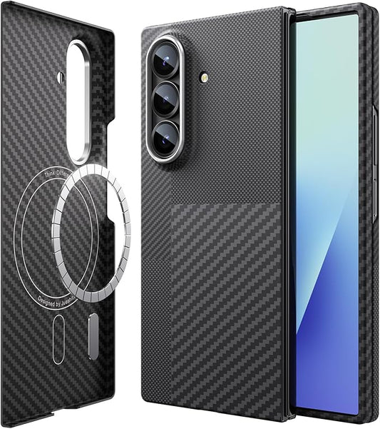 JUESHITUO for Samsung Galaxy Z Fold 7 Case: Ultra Slim 600D&1500D Aramid Fiber Made Fold 7 Case, [Fit for MagSafe] Minimalist Carbon Fiber Textures -Less Touch Feeling, Sturdy Magnetic Thin Cover
