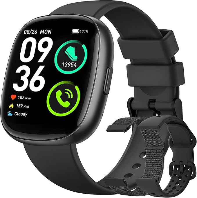 Smart Watches for Men Women Fitness: Fitness Tracker with Blutooth Call 24/7 Heart Rate SpO2 Sleep Monitor 5ATM Waterproof 120+ Sport Mode Activity Trackers Compatible iPhone Android Phones (3 Bands)