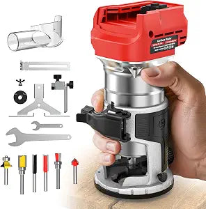Cordless Compact Router Compatible with Milwaukee Battery, 6 Variable Speeds Router Tool for Woodworking, 800W Fixed Base Wood Router with Trim Router Bits, Tool Only