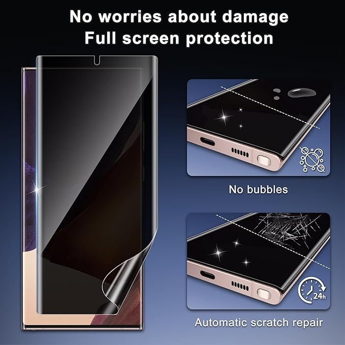 2 Pack for Samsung Galaxy Note 20 Ultra Privacy Screen Protector [Not Glass], 2 Pack Lens Protectors, Fingerprint Compatible, Anti Spy, Privacy Screen Protector for Note 20 Ultra 5G