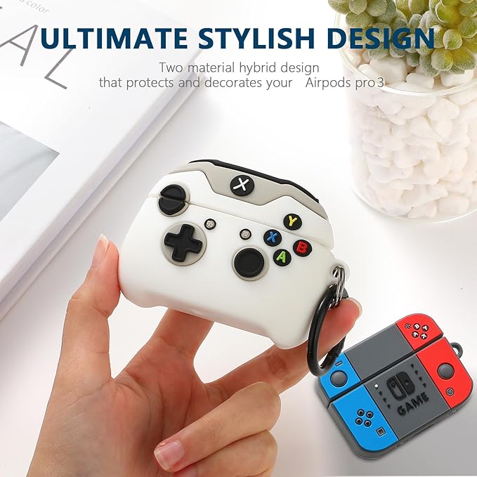 [2Pac] Compatible Airpods Pro 3 Case(2025),Cute Gamepad Design Cases Soft Silicone Protective Cases for Apple AirPods Pro 3rd Generation Case,Airpod Pro 3 Cover with Keychain for Men/Boy