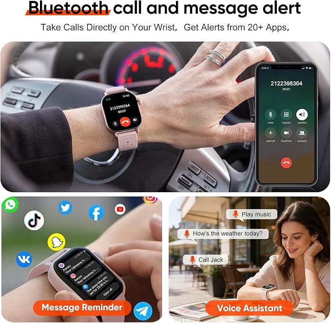 Smart Watch with 2 Bands: Step & Calorie Counter, Heart Rate & Oxygen Sensor, GPS Running, Swimming, Walking, Sports Tracker, Waterproof, Health Monitoring, Music & Call Alert Men Women iOS/Android