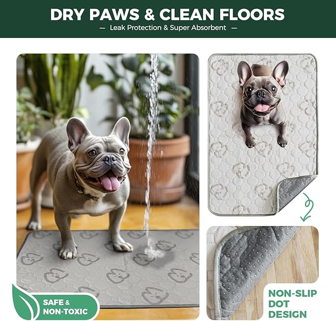 FXW Washable Pee Pads for Dogs, Puppy Pads with Super Absorbent, Specifically Designed for 42inch Cages, 27" x 41" Rectangle, Khaki, 1 Pack