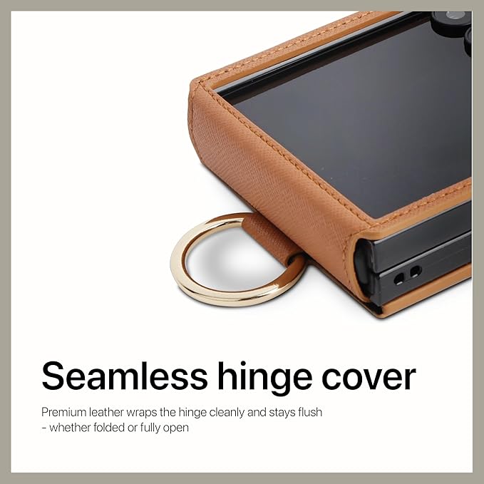 [BeYourSanta] Galaxy Z Flip 7 Case with Ring - Avant-Garde Handmade Saffiano Vegan Leather Case, Anti-Scratch Hinge Protection, Made in Korea (1 Pocket, Light Purple)