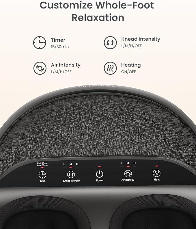 RENPHO Full Foot Massager Machine, 2026 Upgraded Shiatsu Foot Massager with Heat, FSA Eligible HSA Store Eligible, Plantar Fasciitis Massager, Christmas Gifts for Women Mom Men Dad, Fits Up to Size 13