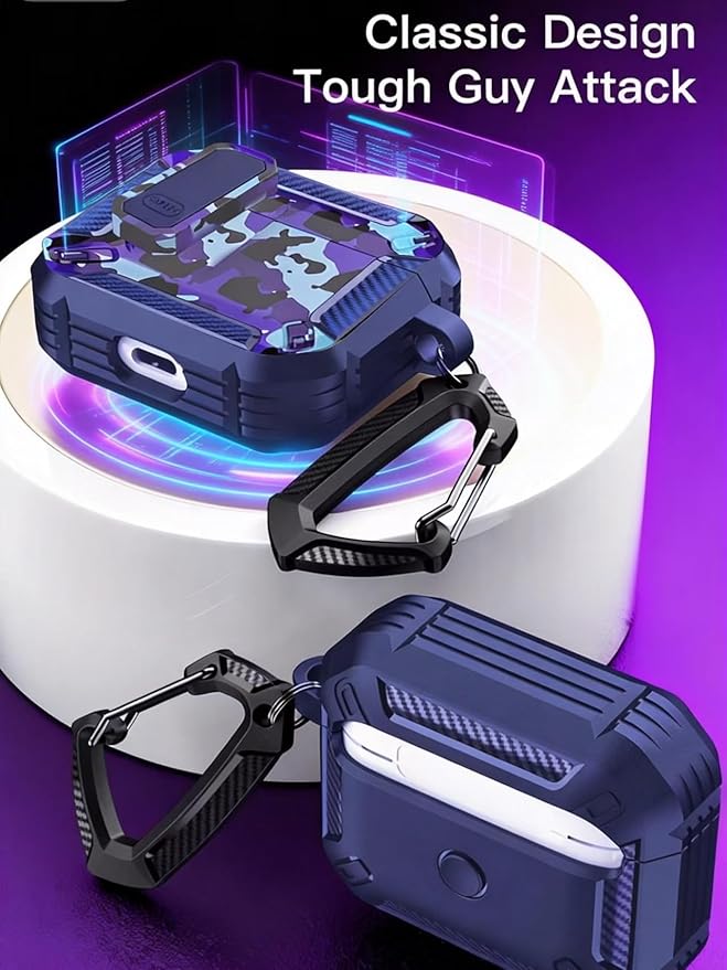 for AirPods Pro 2 Case for AirPods Pro2rd Gen | Full Drop Protection with Carabiner Keychain | Cute AirPods Pro 2st/1nd Generation Case for Men Women
