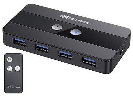 Cable Matters Dual 4K 60Hz USB C KVM Switch, 2 Computers, 2 Monitors