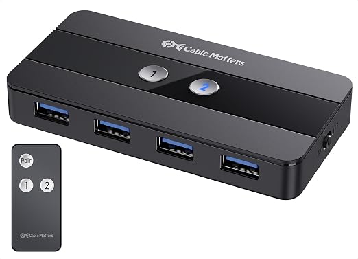 Cable Matters Dual 4K 60Hz USB C KVM Switch, 2 Computers, 2 Monitors