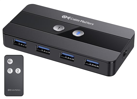 Cable Matters Dual 4K 60Hz USB C KVM Switch, 2 Computers, 2 Monitors