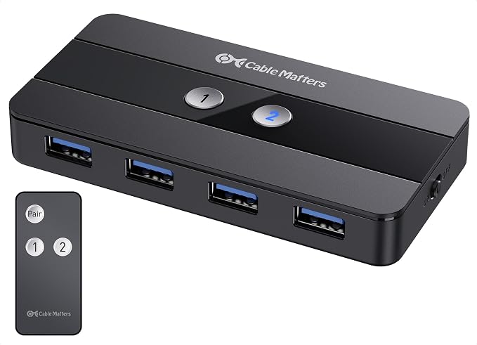 Cable Matters Dual 4K 60Hz USB C KVM Switch, 2 Computers, 2 Monitors