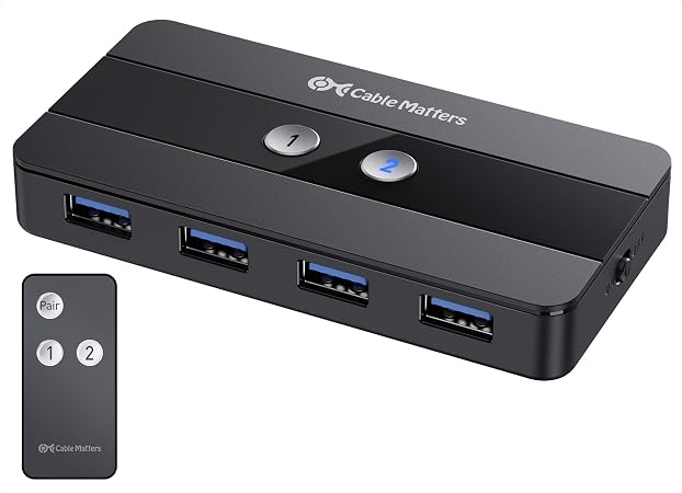 Cable Matters Dual 4K 60Hz USB C KVM Switch, 2 Computers, 2 Monitors