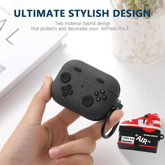 [2Pac] Compatible Airpods Pro 3 Case(2025),Cute Gamepad Design Cases Soft Silicone Protective Cases for Apple AirPods Pro 3rd Generation Case,Airpod Pro 3 Cover with Keychain for Men/Boy