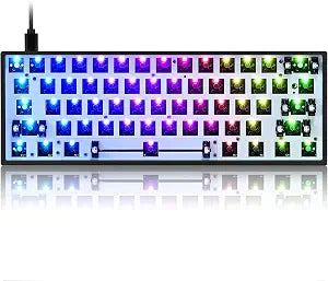 Guffercty kred GK61X PCB Plate Case 60% Keyboard Custom Hot Swappable RGB Keyboard DIY Kit Wired Tyce-C for 3/5 Pin Switch (GK61X Black)