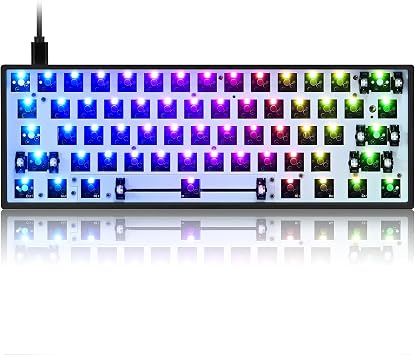 Guffercty kred GK61X PCB Plate Case 60% Keyboard Custom Hot Swappable RGB Keyboard DIY Kit Wired Tyce-C for 3/5 Pin Switch (GK61X Black)