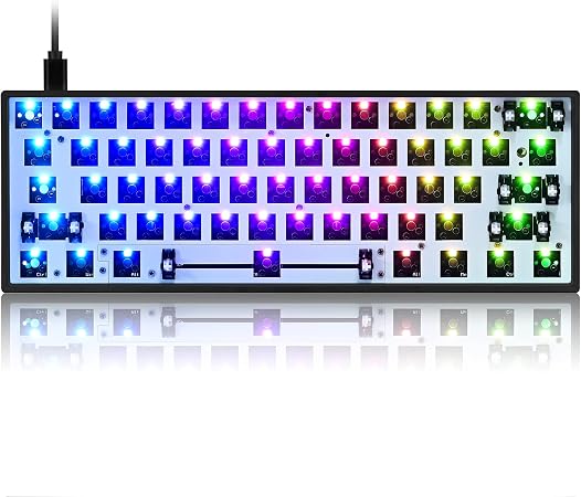 Guffercty kred GK61X PCB Plate Case 60% Keyboard Custom Hot Swappable RGB Keyboard DIY Kit Wired Tyce-C for 3/5 Pin Switch (GK61X Black)