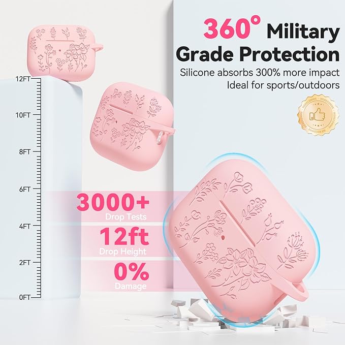 for AirPods Pro 2 Case, Soft Silicone Airpod Pro Case Cover QUTE with Keychain & Cleaning Kit Compatible with AirPods Pro 2nd/1st Generation for Women Girly, Anti-Scratch