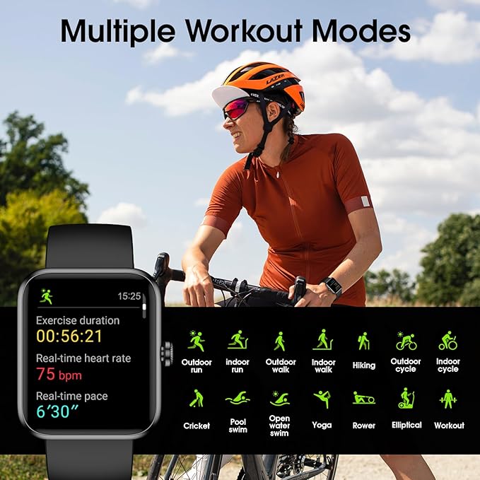 Smart Watch, Fitness Tracker with 45mm Touchcreen, Heart Rate Monitor, Blood Oxygen, Sleep Tracking Fitness Watch IP68 Waterproof Smartwatch for Women Men Compatible with Android iOS
