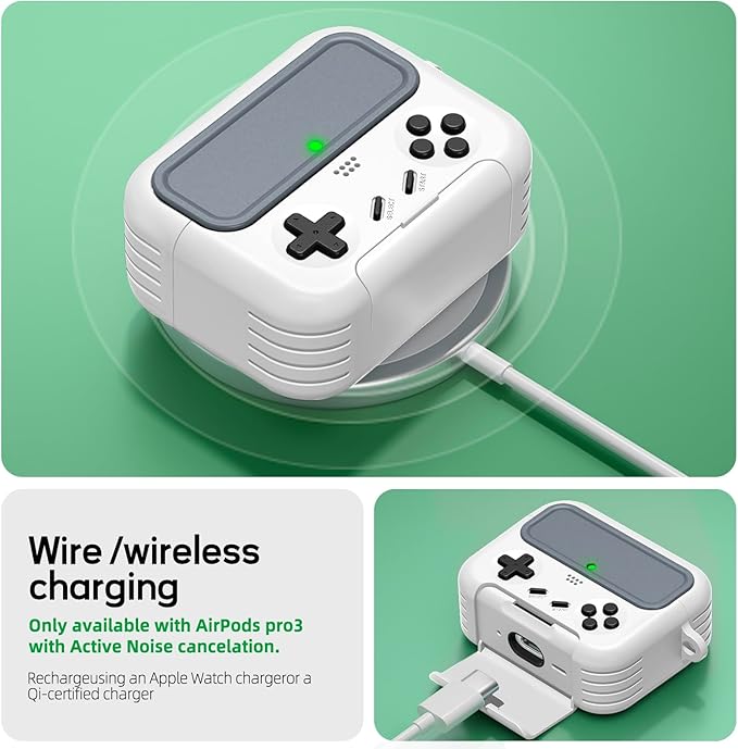 Inesore for Airpods Pro 3 Case Cover with Cleaner Kit,with Lock for Airpod Pro 3 (2025),Classic Cool Funny Game Console Hard Air Pods Pro 3 Case for Men Boy(White)