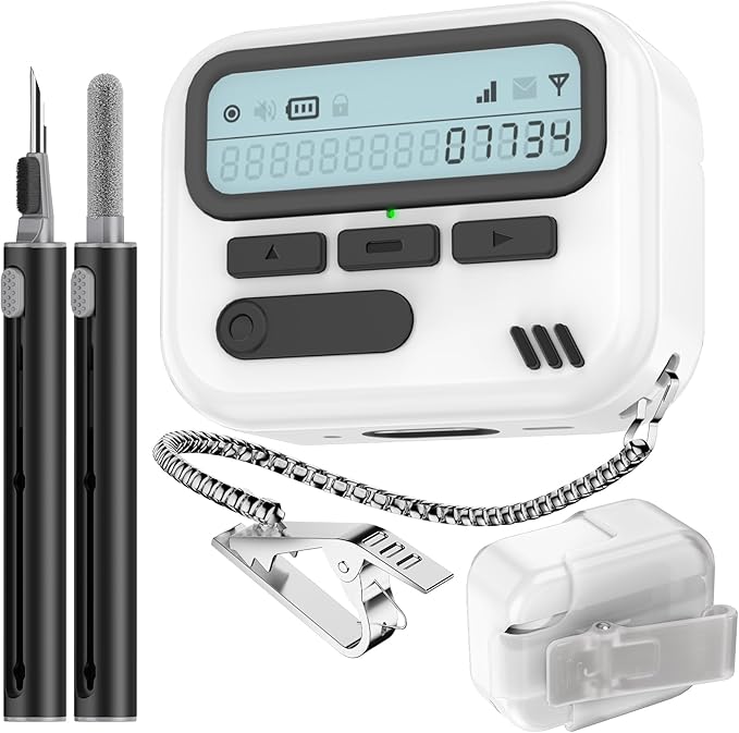(with Safety Lock) Pager Cases Compatible with AirPods Pro 2nd Generation Case Cover with Cleaner Kit,Hard TPU Full Protection for AirPods Pro 2 Charging Case(USB-C)(2023/2022/2019) for Men-White