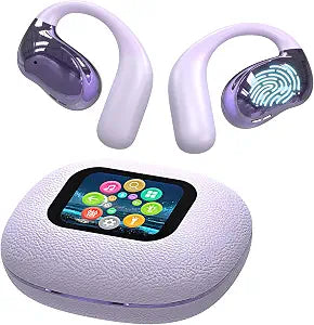 Open Ear Earbuds Ultra Comfort Wireless Bluetooth 5.4 Headphones Over The Ear Earbuds with Intelligent Touch Screen EarHooks IPX7 Waterproof Bone Conduction Earphones for Fitness Sports-Purple