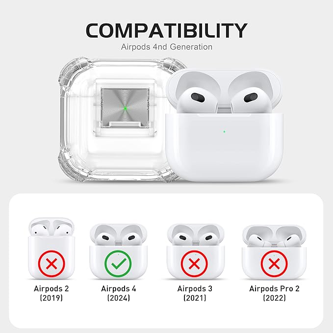 Valkit Compatible Airpods 4 Case Cover, Soft TPU Airpods 4th Generation Case with Cleaner Kit, Shockproof Protective Cases with Keychain for Apple AirPods 4 Gen Cases for Women Men(Lock Transparent)