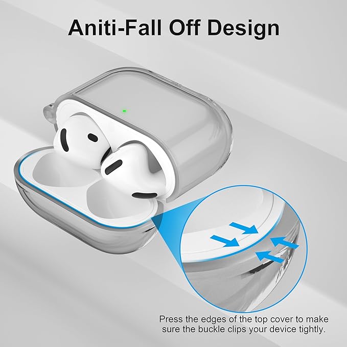 Valkit Compatible AirPods 4 Case, Soft TPU Protective Cover with Cleaner Kit, Shockproof with Keychain - Clear Black